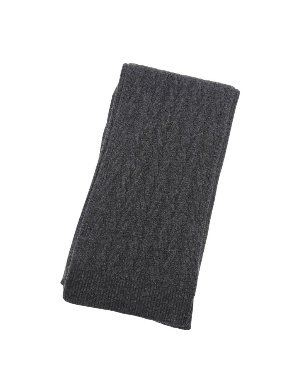 Hermes Cashmere 100% Cable Knit Scarf Charcoal Gray